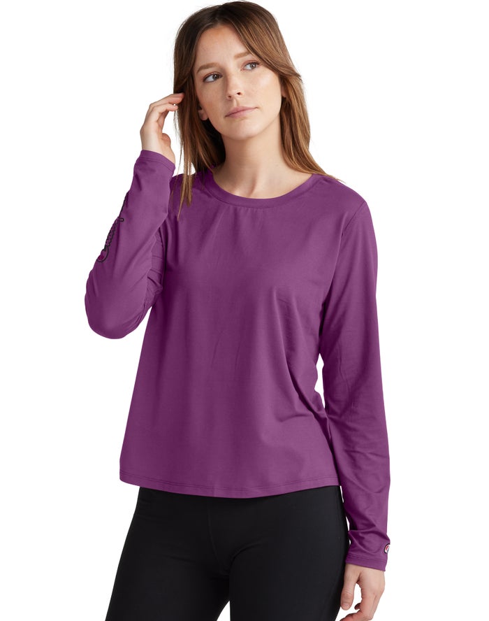 Champion Soft Touch Cutout Long-Sleeve T-Shirt Dames - DonkerPaars - Belgie 3280NQSJI